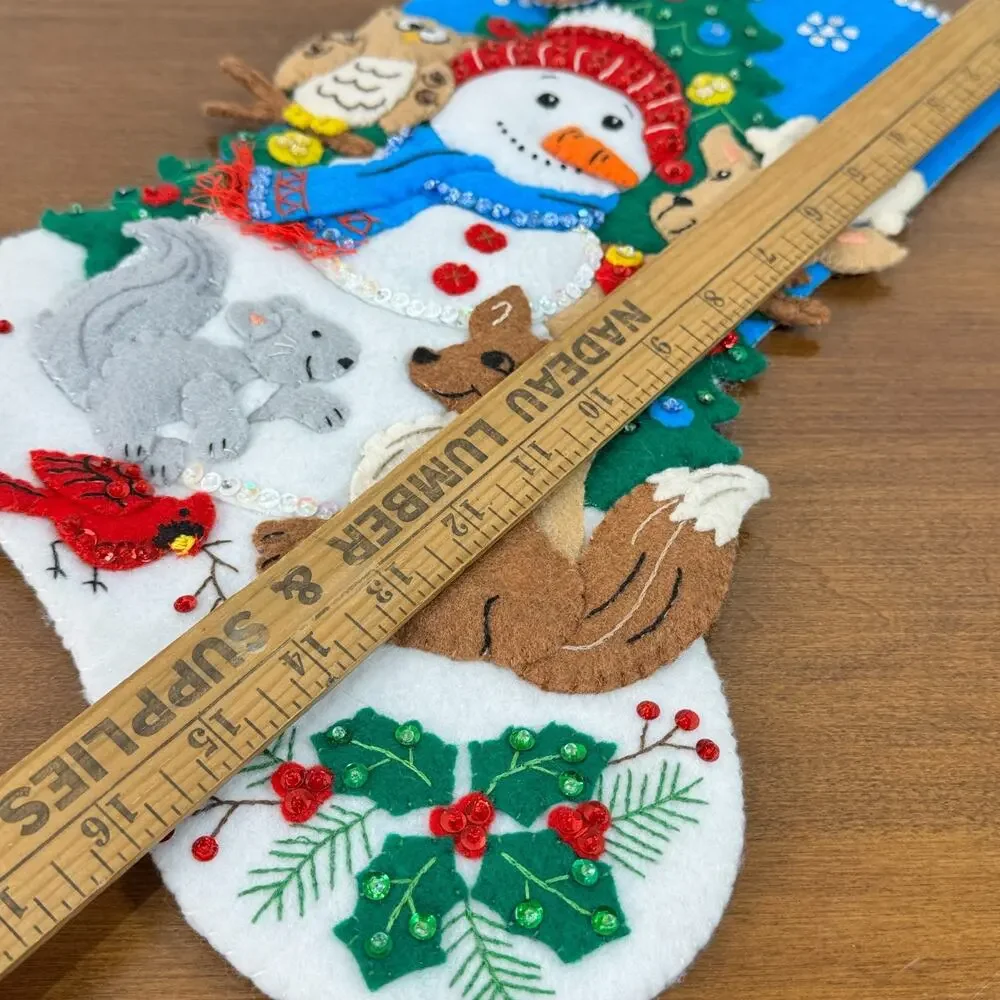 Bucilla Felt Christmas Stocking Handmade Forest Animals Friends 16” Completed